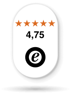 De Trustbadge zoals deze er op mobiele apparaten eruit ziet, met alleen beoordelingen