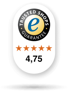 De Trustbadge zoals deze er op mobiele apparaten eruit ziet, met zowel het keurmerk als de beoordelingen