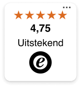 Nederlandse Trustbadge zoals deze op desktop te zien is, als de webshop alleen beoordelingen verzamelt.